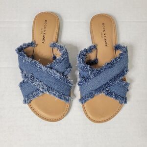 Rock & Candy by Zigi Barlee‎ Frayed Denim Flat Sandals